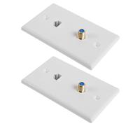 HONMEET 2 Pezzi Pannello a Muro Cat6 2 Porte F per Router e Connessione Internet, Compatibile, Resistente All'usura, in Plastica e Lega, Singola Gang per Casa e Ufficio