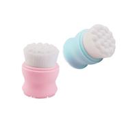 HONMEET 2 pezzi Spazzole in Silicone con Manico per Pulizia Profonda e Massaggio Viso Strumento Manuale Delicato per Pelle Sensibile Colori Rosa Chiaro e Blu Chiaro