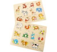 HONMEET 2 set Puzzle in Legno Montessori per Anni Giochi Educativi Sensoriali con Facili da Impugnare per Sviluppo Coordinazione Occhio-mano e Apprendimento Colori e Forme