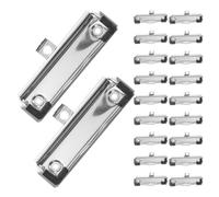 HONMEET 20 Pezzi Clip con Molla Resistente, Gancio per Appendere e Fori Preforati per Cartelle in Lega e Plastica Argento da 10cm per Ufficio e Magazzino