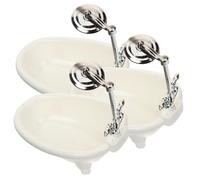 HONMEET 3 Mini Vasca da Bagno in Plastica per Casa delle Bambole da Accessori Miniatura per Bagno con Dettagli Realistici Decorazione Sicura e Compatibile per Arredare Case in