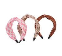 HONMEET 3pezzi Fasce Per Donna Tessuto Accessori Eleganti Con Nodo Per Trattamenti Di Bellezza e Attività Quotidiane Colori Maculato Cuori Marroni Scuri