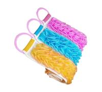 HONMEET 3pezzi Telo Da Bagno Doppia Faccia Striscia Per Massaggio e Scrub Corpo Giallo Blu Rosa Materiale Resistente e Per Esfoliazione Profonda e Comfort Doccia