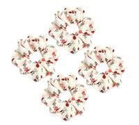 HONMEET 4pezzi Scrunchies Per Con Stampa Floreale Accessori Per Elasticizzati Per Donne e Ragazze Per Code Di Cavallo Fiori Rossi Su Fondo Beige