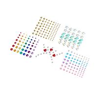 HONMEET 5fogli Gemme Autoadesive Per Viso e Occhi Con Strass Decorazioni Per Make-up Art Per Festival e Occasioni Speciali Varie Forme e Colori