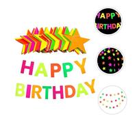 HONMEET Banner Colorato Fluorescente per Feste Compleanno Set Decorativo con Stelle Cinque Punte Brillano al per Carnevali e Celebrazioni