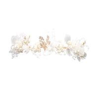 HONMEET Coro Di Perle Elegante Per Sposa Cerchietto Per Con Fiori e Foglie Dorate Accessorio Per Occasioni Speciali Come Matrimoni e Feste