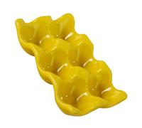 HONMEET Distributore di Uova in Ceramica Giallo, Organizer Fragile per Frigorifero e Piano di Lavoro, Vassoio Decorativo per Conservazione e Servizio in Cucina