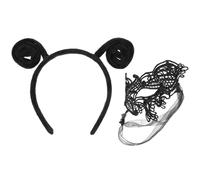 HONMEET Fascia per Chioma Antenna Nera Halloween Set 2 Pezzi Maschera a Farfalla, Accessori Cosplay e Feste, Copricapo Decorativo per Fotografia e Party Cosplay