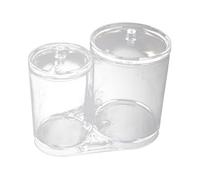 HONMEET Organizer Trasparente per Cotone Cosmetico Doppia Sezione con Coperchio Porta Dischetti Struccanti Fioc Leggero e Resistente per Bagno e Viaggio