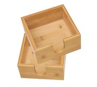 HONMEET Portatovaglioli Legno Quadrato in Bambù 2 Pezzi, Contenitore per Salviette Elegante e Funzionale, per Uffici e Camere D'hotel, Semplice e Stiloso
