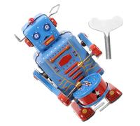 HONMEET Robot Batterista a Carica Manuale in Metallo Vintage Giocattolo Meccanico da Collezione per Adulti Decorazione Originale per casa Ufficio e Bar Blu