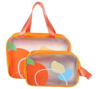HONMEET Set 2 Pochette Donna per Viaggio Grande Capacità, Borsa da Toilette in Pu e Pvc, Design Trendy Colore Arancia, per Cosmetici e Cura della Pelle, per Viaggi di Lavoro e Famiglia