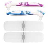 HONMEET Set 2 Spazzolini da Denti per Dentiere a Doppia Faccia Mini Portatili Multifunzionali Custodia Bianca per Pulizia Protesi Dentaria Personale Strumenti Compatti per Uso Domestico