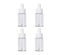 HONMEET Set 4 Bottiglie Contagocce 30ml in Plastica Bianca, Antigoccia Tappo, per Oli Essenziali e Cosmetici, Perfette per Uso Quotidiano e Viaggi