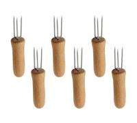 HONMEET Set 6 Forchette Facili da Impugnare e Protettive le Dita in Acciaio Inossidabile Manico in Legno per Mais per Barbecue All'aperto e Colazioni