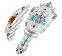 HONMEET Set Specchio Vintage E Pettine Specchio A Mano Portatile Accessori Per Trucco Donna Decorativo