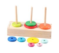 HONMEET Torre di Legno Educativa per Bambini, Puzzle ad Anelli Colorati Grandi, Gioco di Sviluppo Logico e Coordinazione Occhio-mano, Set Torre di Puzzle in Legno Robusto per Attività