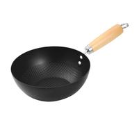 HONMEET Wok Cinese Originale in Ferro Nero con Manico Ergonomico, Tegame Piccolo per Fiamma Aperta e Fornelli, per Saltare e Friggere