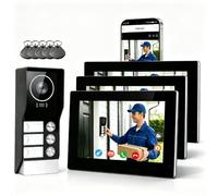 Honmidatek KW08 Videocitofono Connesso con Schermo Per 3 Famiglie | 1080P, 3 Schermi, 7'' Touch Screen, Campanello Video 2 Fili, RFID/APP, Audio Bidirezionale, Citofono con Sblocco Remoto