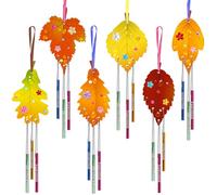 HONMOK 12 Pezzi Foglia Autunnali Campanelli a Vento Fai da Te Kit per Bambini,Foglia Autunnali in Legno Campanelli a Vento,Arti e Mestieri in Legno Regali di Compleanno per Ragazze Ragazzi