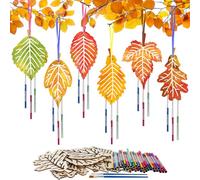 HONMOK 12pcs Kit di campane a foglia in legno per bambini verniciabili campane a foglia d'autunno creative per il tempo libero ragazza il ragazzo decorazione l'attività manuale festa Halloween