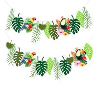 HONMOK 3pcs verde tropicale foglie ghirlanda banner Decorazione per feste hawaiane Ghirlanda di foglie tropicali 2,5 m Striscione per la festa hawaiana Luau Party Flag per Tiki Luau