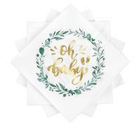 HONMOK 40 Pezzi Tovaglioli di Carta per Baby Shower,Tovaglioli Carta Battesimo Bimba,Tovaglioli Nascita con Scritta "Oh Baby",Decorazioni per la Doccia del Bambino,33x33cm