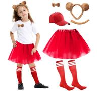 HONMOK 6 pezzi costume scoiattolo per ragazza, kit costume animale include cerchietto per orecchie, cappello a coda tutù e calzini ad alta travestimenti animali per festa Halloween Nöel