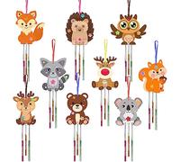 HONMOK 9 Pezzi Autunnale Animali Campanelli a Vento Fai da Te Kit per Bambini,Autunnale Animali in Legno Campanelli a Vento,Arti e Mestieri in Legno Regali di Compleanno per Ragazze Ragazzi