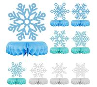 HONMOK 9 pezzi fiocchi di neve decorazione a nido d'ape blu bianco fiocco di neve carta a nido d'ape centrotavola decorazione da tavolo per regina di ghiaccio festa inverno decorazione Natale