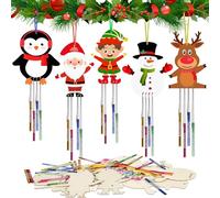 HONMOK Set di 10 scacciapensieri natalizi per bambini, in legno, fai da te, per dipingere, fai da te, fai da te, fai da te, fai da te, fai da te, fai da te, fai da te, per ragazzi