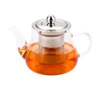 Honneeo Teiera in vetro borosilicato 450ml, senza gocciolamento, con infusore, bollitore da cucina con filtro in acciaio inox 304, piccola teiera per foglie sfuse, erbe, frutta, bubble tea (450ml)