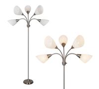 HonoDing Medusa Lampada da terra Lampade da terra 5 teste luce di lettura regolabile Grande paralume Usa E26 A19 Lampade da terra per soggiorno camera da letto (nichel satinato)