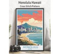 Honolulu Hawaii Cross Stitch Pattern: Vintage Hawaii Stitch Pattern with Color, Symbol, and Stash-Friendly Thread Guide
