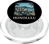 Honolulu, Hawaii, retro, vendemmia, orizzonte, costiero, paesaggio urbano, arte PopSockets PopGrip per MagSafe