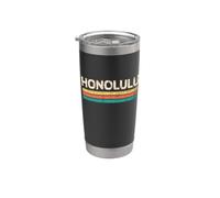 Honolulu Hawaii USA Nome Città Classico Vintage Colori Design Bicchiere termico in acciaio inox doppia parete
