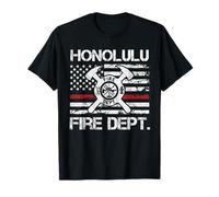 Honolulu Hawaii vigili del fuoco sottile linea rossa pompiere Maglietta