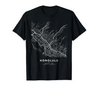 Honolulu Mappa Città Hawaii Strade e Coordinate Maglietta