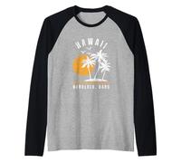 Honolulu Oahu Hawaii, Souvenir per Le Vacanze sulla Spiaggia Maglia con Maniche Raglan