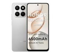 HONOR 400 Smart 5G Smartphone Dual SIM NFC Android 15, 4+128GB, 6500mAh Dual Cell Batteria, Pulsante AI Button, 6.77 Pollici 120 Hz Comfort Display, 5 stelle SGS&IP54, 50MP+2MP, Meteor Sliver