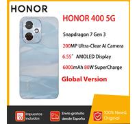 HONOR 400 Smartphone 5G Snapdragon 7 Gen 3 MagicOS9.0 200MP Fotocamera AI ultra chiara Display AMOLED da 6,55' 6000mAh 80W SuperCharge Midnight Black