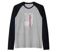 Honor Respect Firefighter Hero Gift for Brave Firemen Flag Maglia con Maniche Raglan