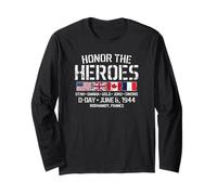 Honor The Heroes D-Day 6 Giugno 1944 Stampa invecchiata Maglia a Manica