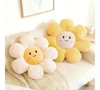 HonorHut Cuscino da pavimento bianco e giallo con faccina sorridente, per camera da letto e cameretta dei bambini