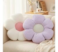 HonorHut Set di 2 cuscini da seduta a forma di fiore, morbidi cuscini da pavimento, decorazione per la camera dei bambini, bianco e viola