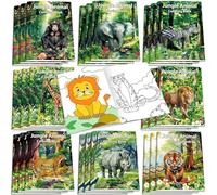 Honoson 24 Libri da Colorare di Animali di Safari in Giungla Bomboniere per Bambini Mini Libro da Disegno Artistico Fai da Te Libro da Attività per Regalo di Compleanno a Tema Animali di Foresta Zoo