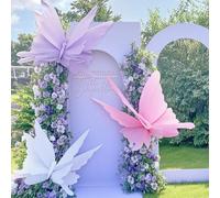 Honoson 3 grandi decorazioni per feste a forma di farfalla, da appendere, in carta crespa 3D, viola, rosa, bianco, giganti, forniture per feste, compleanni, baby shower, matrimoni, pareti in giardino