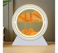 HONPHIER Clessidra LED 3D con Pittura di Sabbia Che Scorre - Paesaggio Dinamico - Decorazioni per Casa e Ufficio (Giallo)