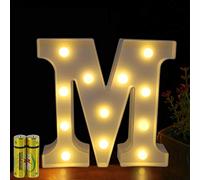 Honphier® - Lettere dell’alfabeto luminose con luci a LED, decorative, a batteria, per ricevimenti, feste, matrimoni, casa o bar (M)